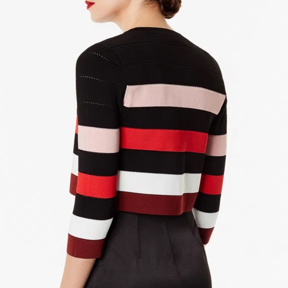 Karen Millen Bold Striped Cardigan Cropped Size XS - Picture 5 of 11